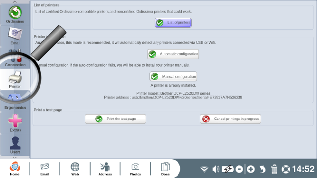 configuration imprimantes