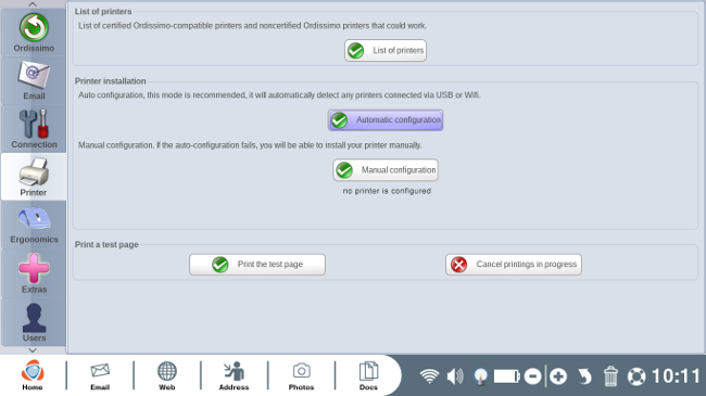 configuration imprimantes